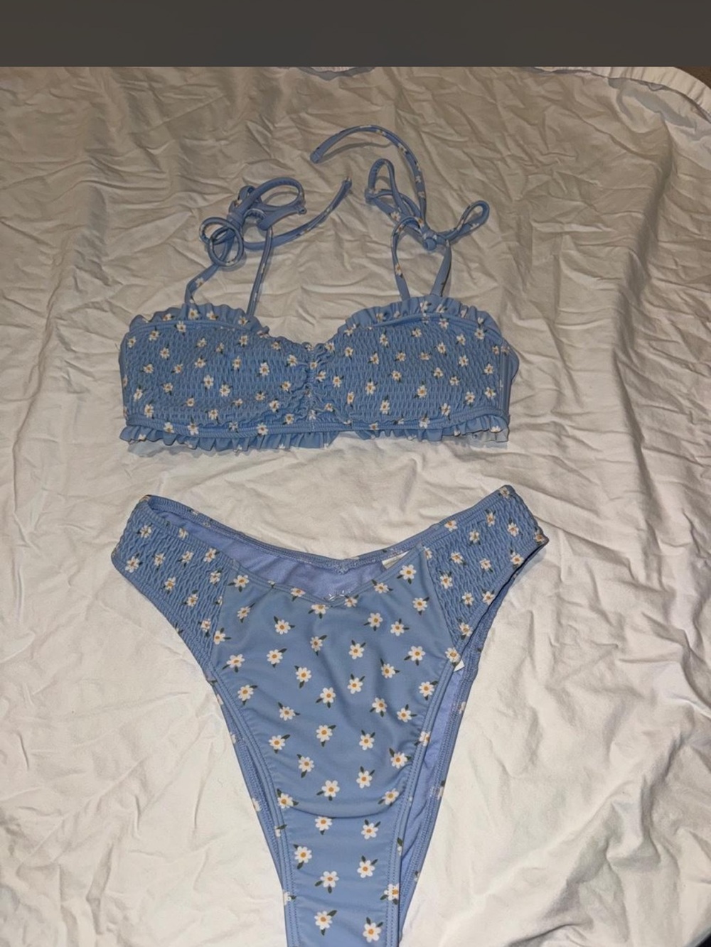 Hollister Light Blue Daisy Smocked Bikini Set